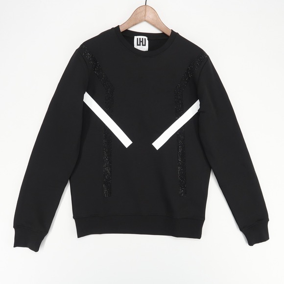 Les Hommes Urban Sweatshirt Mens Medium Black Rhinestone...